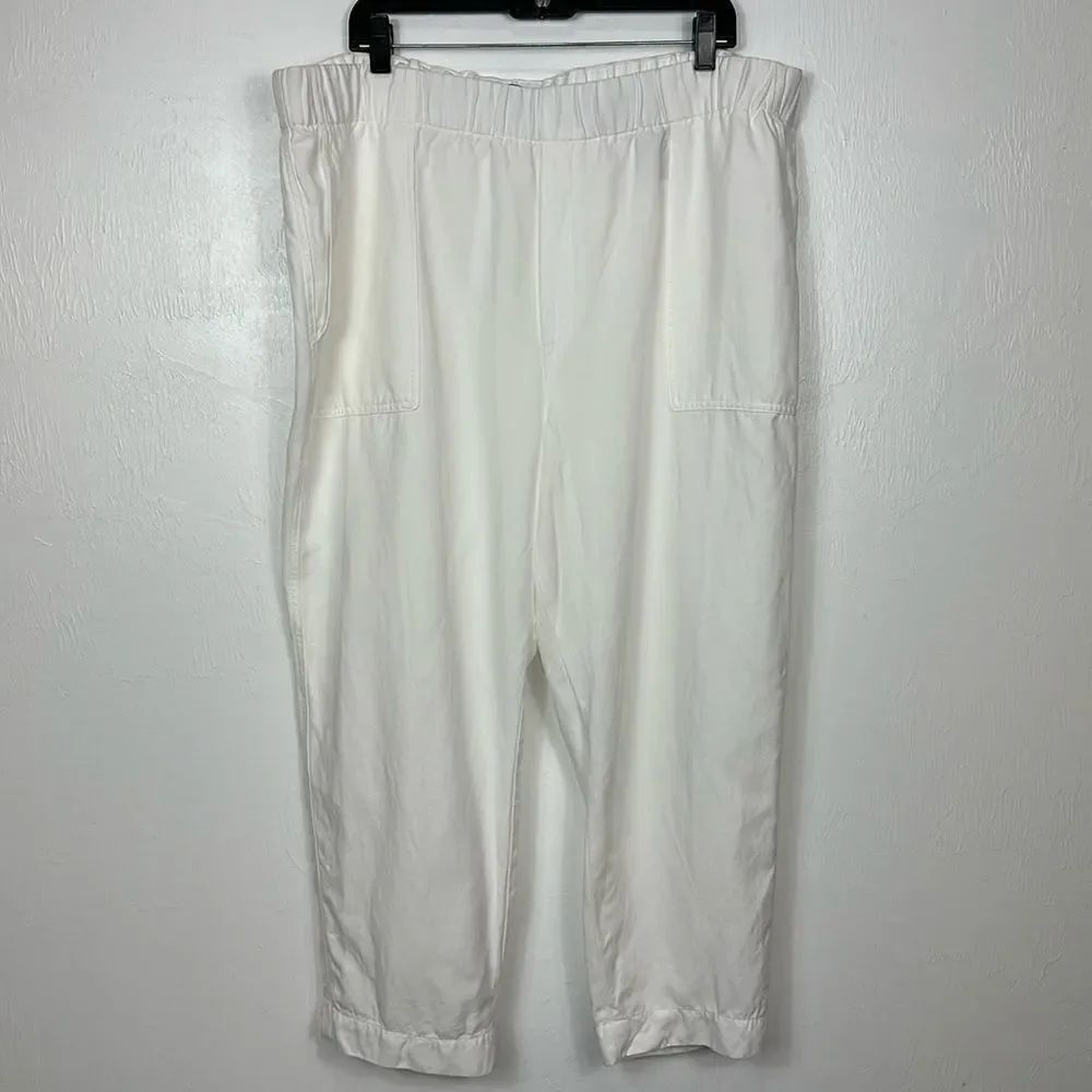 Banana Republic White Elastic Waist High Rise Tapered Leg Pants Size XXL